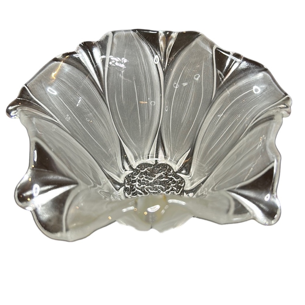 Floral clear and frosted glass dish, By Walther Glas from Germany‎